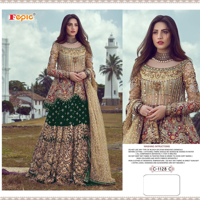 Fepic Suit C 1128 Colours Net Embroidered Heavy Handwork Bridal Wear