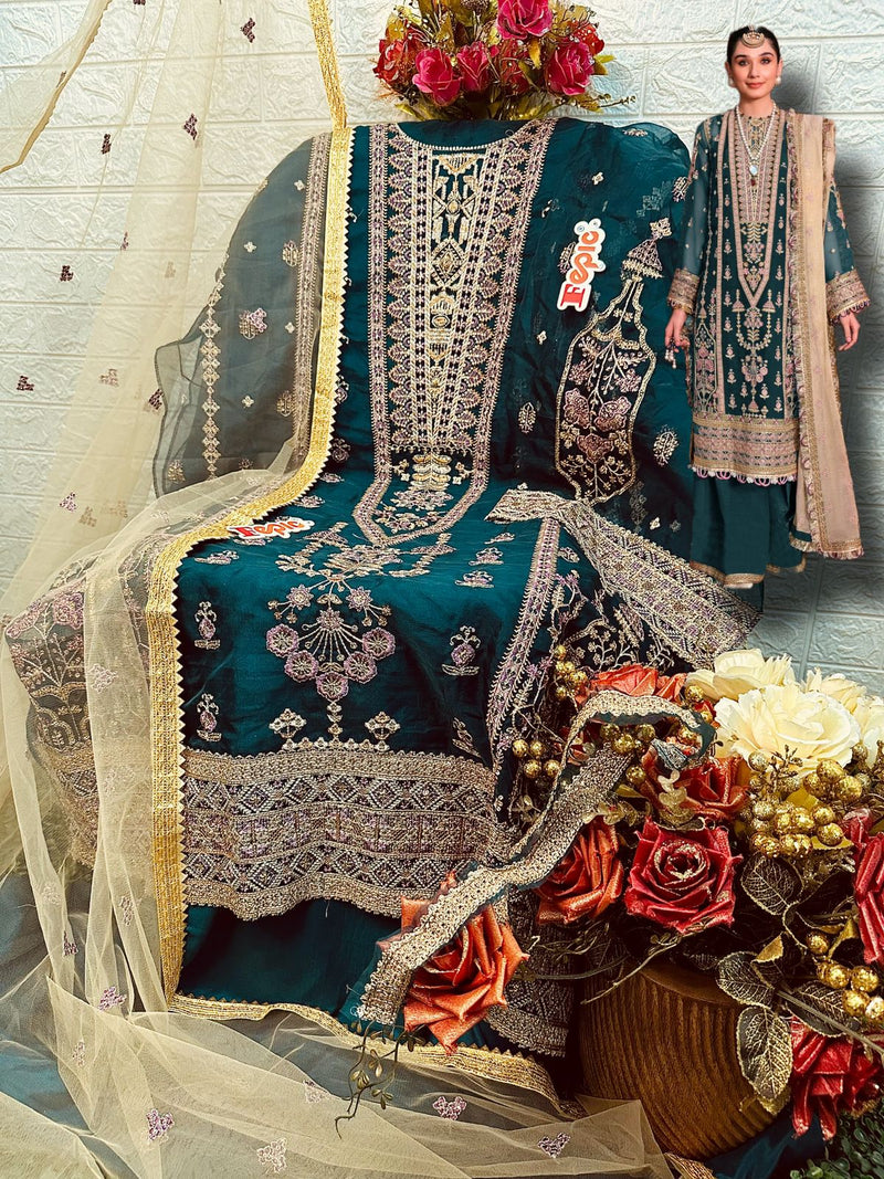 Fepic Suit C 1284 Organza Embroidered Stylish Designer Pakistani Salwar Suit