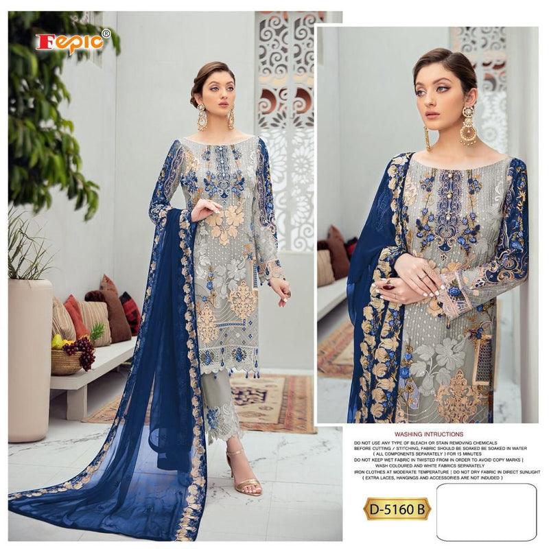 Fepic Suit D 5160 B Faux Georgette Embroidered Work Pakistani Suit