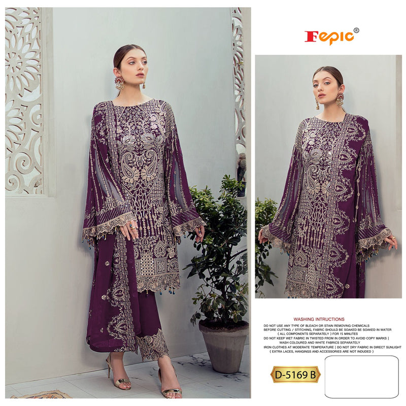 Fepic Suit Rosemeen 5169 B Faux Georgette Heavy Embroidered Pakistani Suit