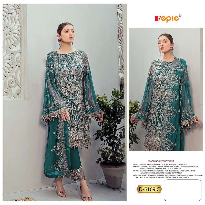 Fepic Suit Rosemeen 5169 C Faux Georgette Heavy Embroidered Pakistani Suit