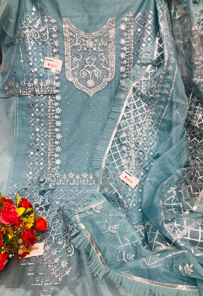 Fepic Suit Rosemeen C 1172 Organza Embroidered Heavy Handwork Pakistani Suit