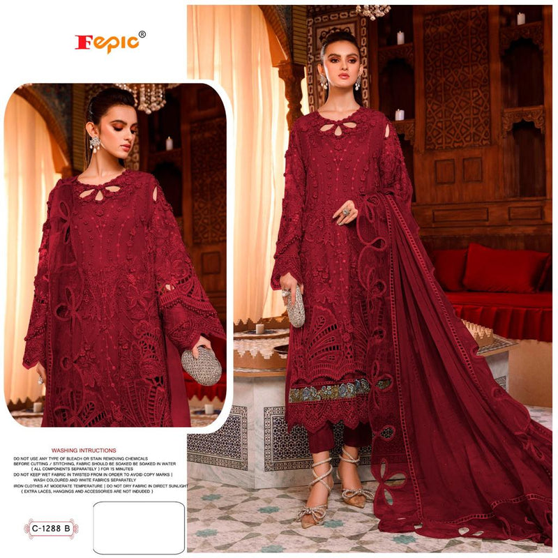 Fepic Suit Rosemeen C 1288 Organza Embroidered Pearl Work Pakistani Suit
