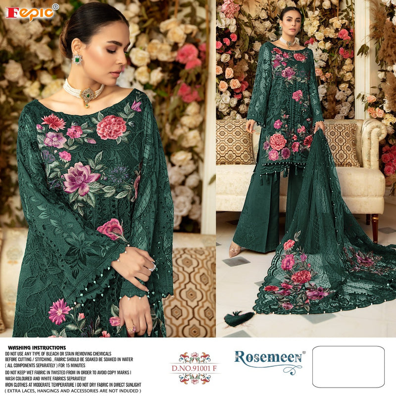 Fepic Suits Rosemeen 91001 F Net Heavy Embroidery Exclusive Party Wear Salwar Kameez