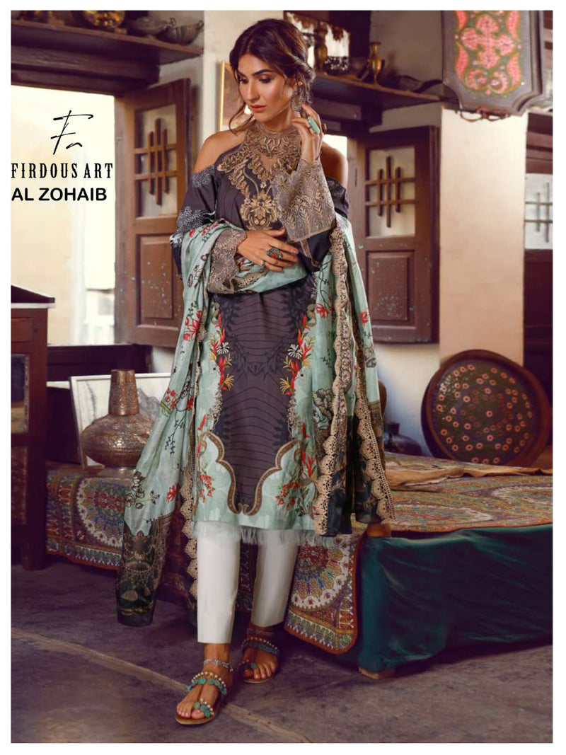 Firdous Arts Al Zohaib Cotton Print Exclusive Embroidery Work Pakistani Salwar Kameez