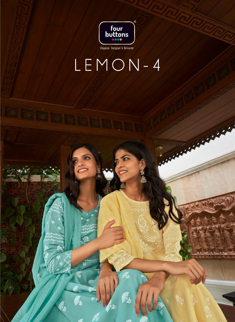 Four Button Lemon Vol 4 Viscous Handwork Casual Wear Kurti Collection