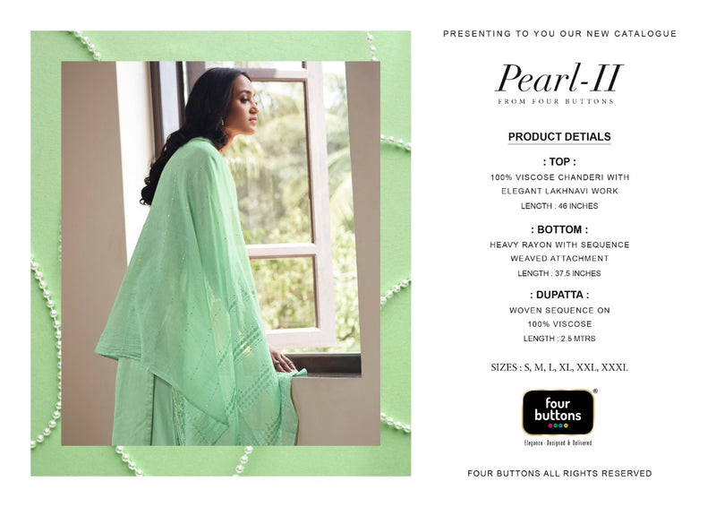 Four Button Pearl Vol 2 Lakhnavi Work Chanderi Stylish Designer Kurti Collection