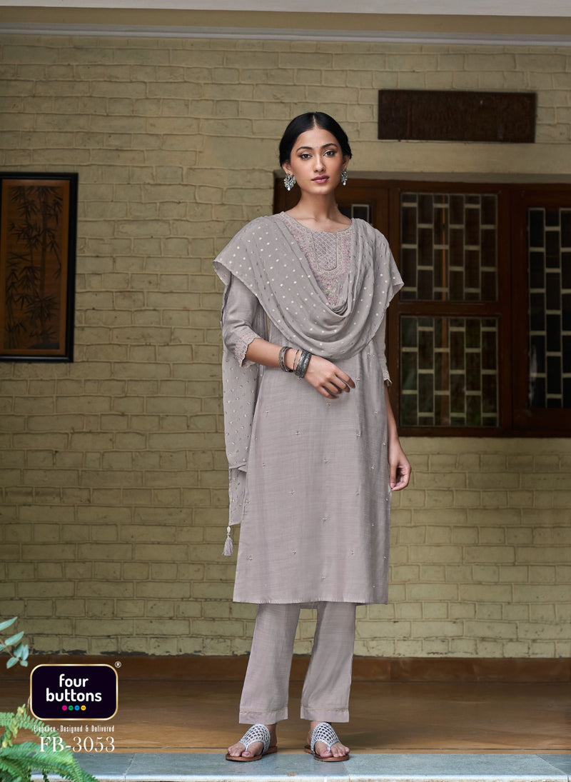 Four Buttons Muraad Pure Viscose Slub Silk Stylish Kurti Collection