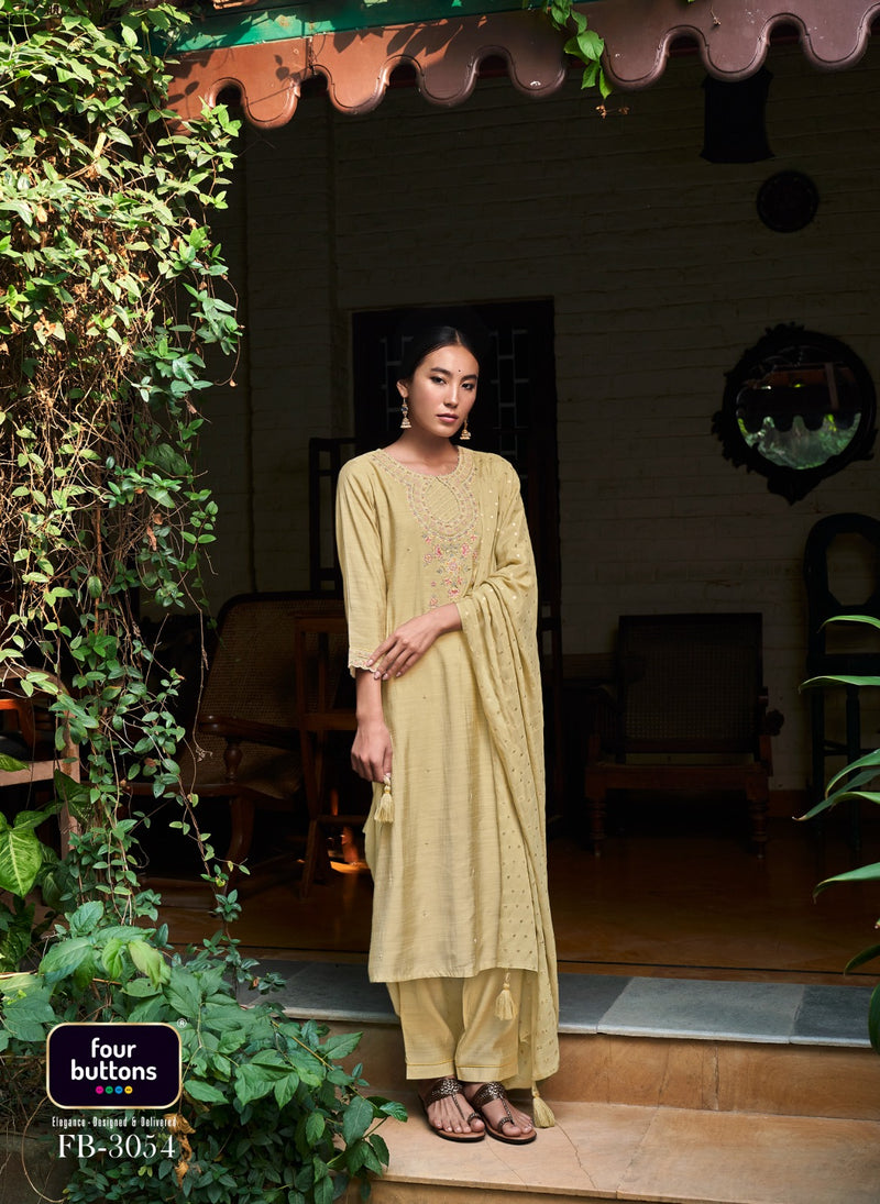 Four Buttons Muraad Pure Viscose Slub Silk Stylish Kurti Collection