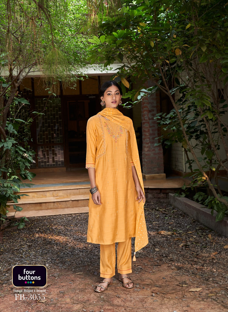 Four Buttons Muraad Pure Viscose Slub Silk Stylish Kurti Collection