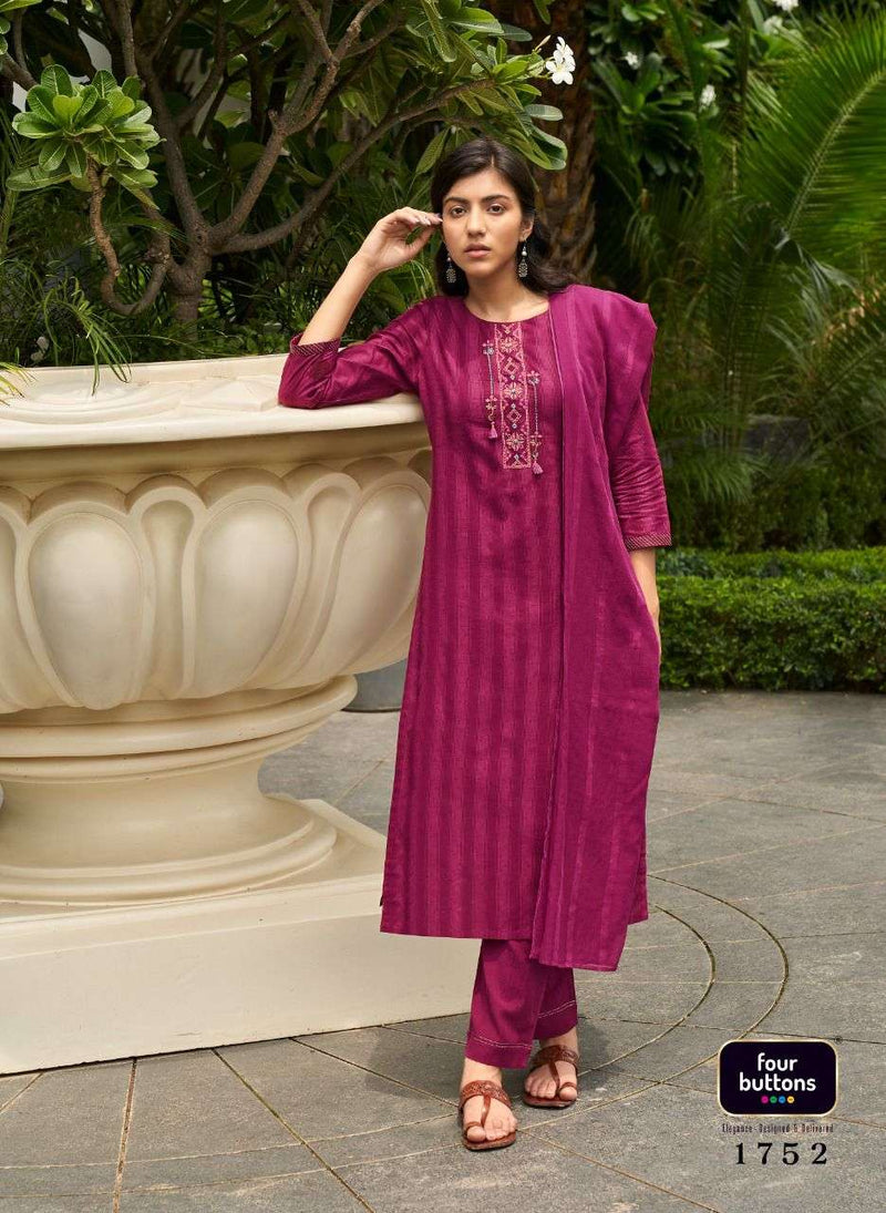 Four Buttons Ziba Pure Cotton Woven Stripes Stylish Designer Kurti Collection