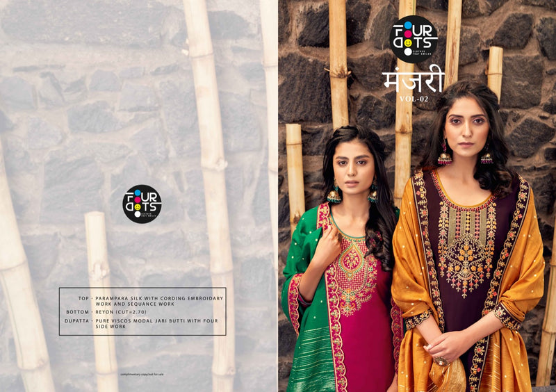 Four Dots Manjari Vol 2 Parampara Silk With Cording Embroidery Sequance Work Salwar Kameez