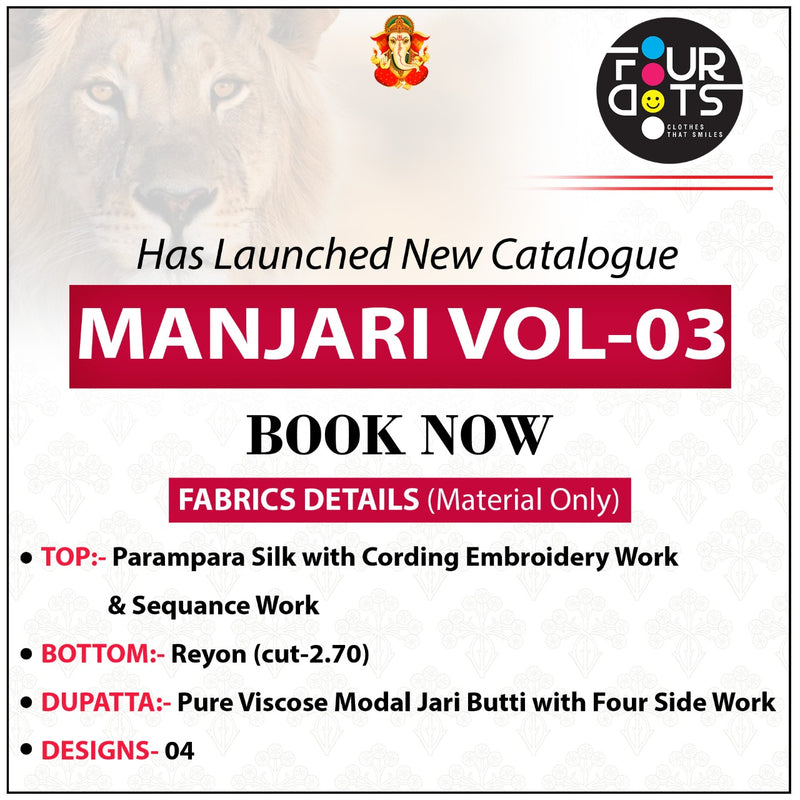 Four Dots Manjari Vol 3 Parampara Silk Embroidery Work Salwar Kameez