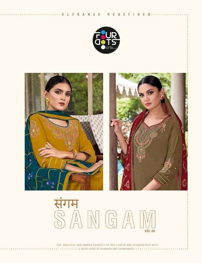 Four Dots Sangam Vol 5 Parampara Silk Embroidered Work Salwar Kameez