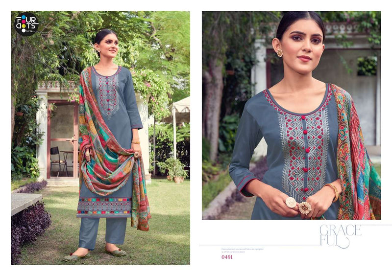 Four Dots Simran Jam Silk Vol 4 Jam Silk Cotton Embroidered Work Salwar Suit