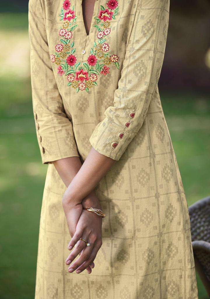 Four buttons Basli Vol 2 Pure cotton Stitch Dobby Heavy Placement Embroideried Kurti