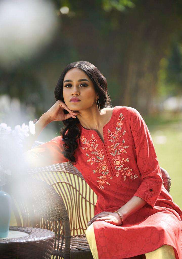 Four buttons Basli Vol 2 Pure cotton Stitch Dobby Heavy Placement Embroideried Kurti