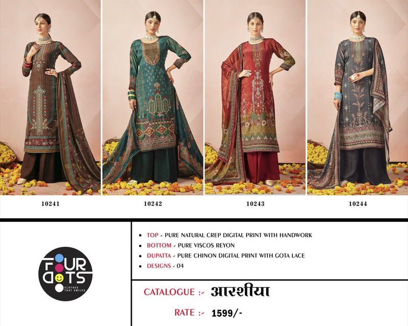 Fourdots Aarshiya Crepe Natural Digital Print Handwork Salwar Suit