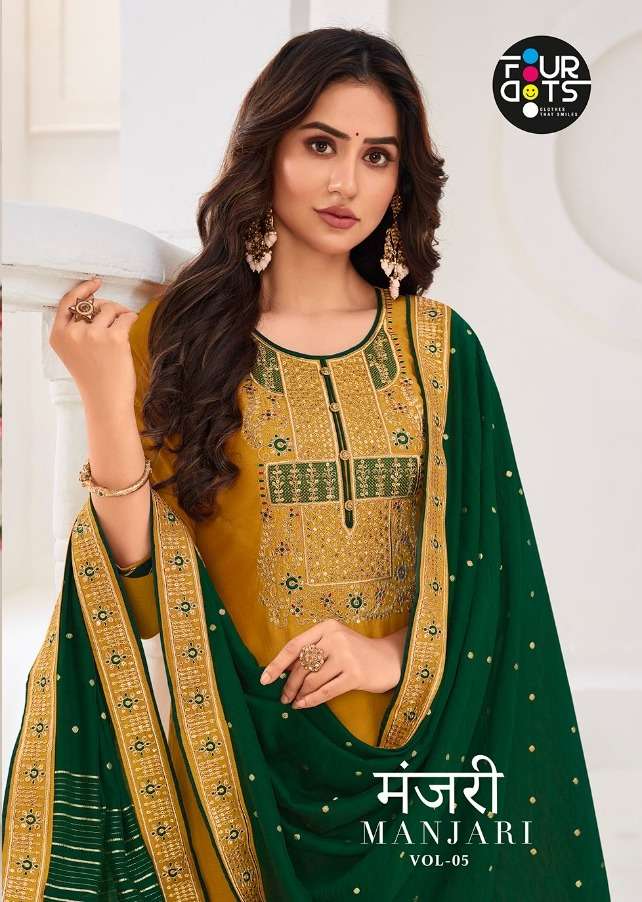 Fourdots Launch Manjari Vol 5 Silk With Cording Embroidery Work Sequance Work Party Wear Salwar Kameez