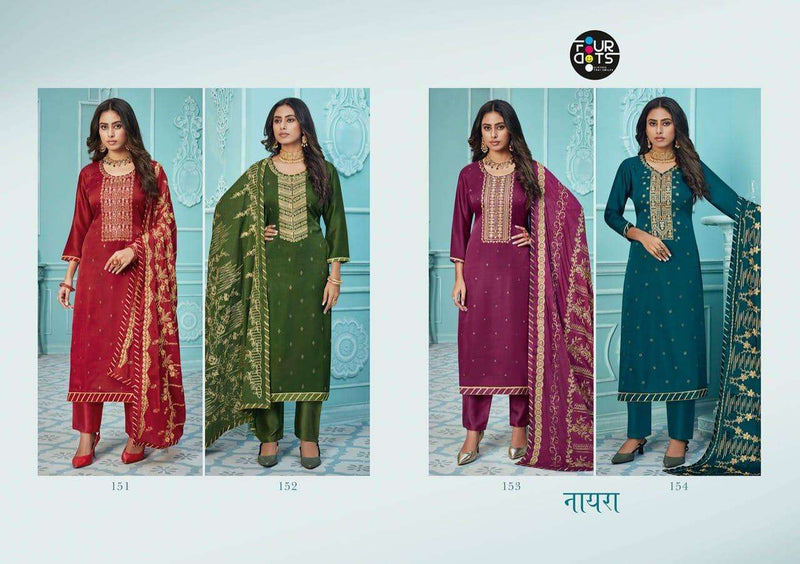 Fourdots Nayra Satin Cotton With Embroidery Work Salwar suits