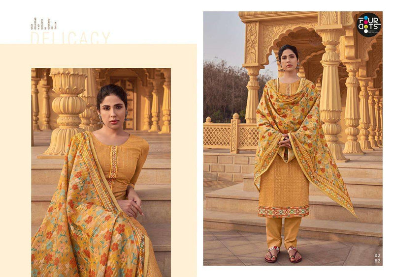 Fourdots Presents Tahira Pure Muslin Embroidery Work Printed Lace Salwar Kameez