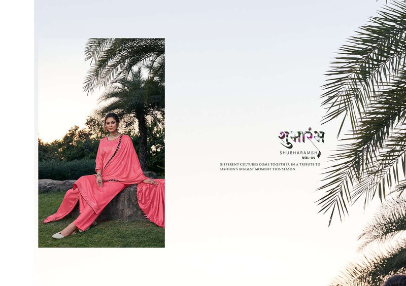 Fourdots Shubharambh Vol 5 Modal Satin Fancy Printed Regular Wear Exclusive Designer Salwar Suit
