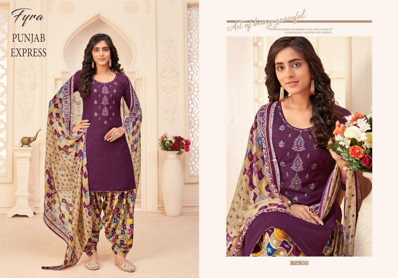 Fyra Design Hub Punjab Express Cotton Print WIth Embroidery Work Regular Wear Simple  Salwar Suit