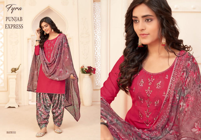 Fyra Design Hub Punjab Express Cotton Print WIth Embroidery Work Regular Wear Simple  Salwar Suit