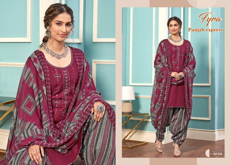 Fyra Designer Hub Launch New Punjab Express Soft Cotton Prints Thread Embroidery & Swarovski Diamond Work Casual Wear Salwar Kameez