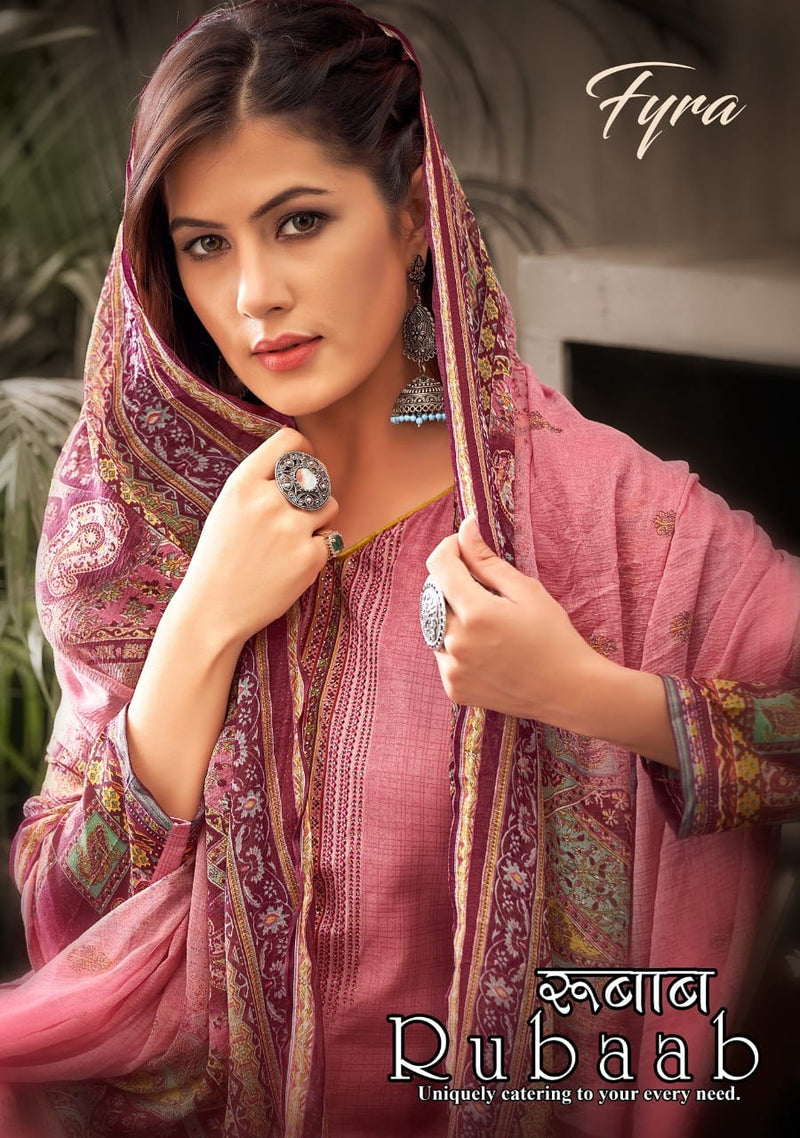 Fyra Designer Hub Launch Rubaab Cotton Print Diamond Work Designer Party Wear Salwar Suit