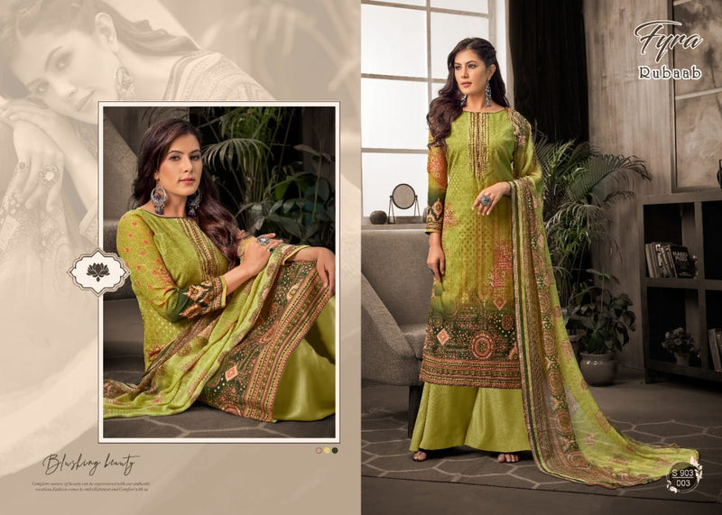 Fyra Designer Hub Launch Rubaab Cotton Print Diamond Work Designer Party Wear Salwar Suit