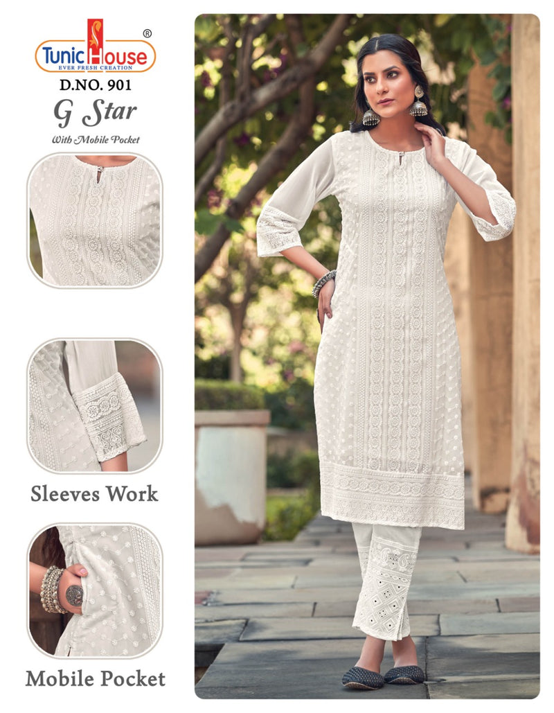 Bell Sleeves Flared Georgette Embroidered Long Kurti | Vamika-18032 |  Cilory.com
