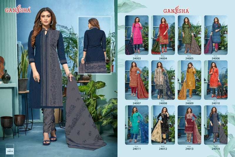 Falak International Ganesha Print Vol 24 Festive Wear Cotton  Dress Materials
