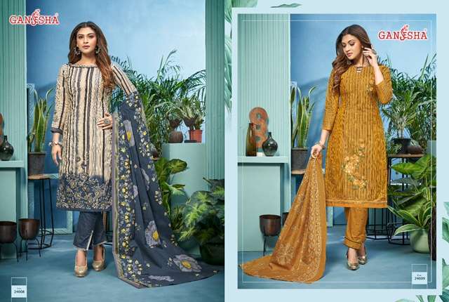 Falak International Ganesha Print Vol 24 Festive Wear Cotton  Dress Materials