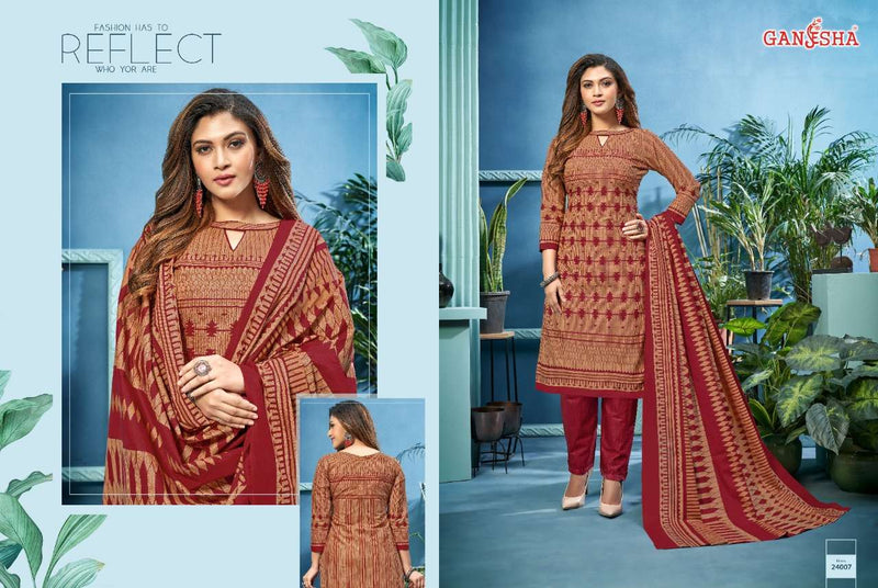 Falak International Ganesha Print Vol 24 Festive Wear Cotton  Dress Materials