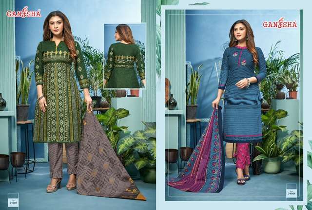 Falak International Ganesha Print Vol 24 Festive Wear Cotton  Dress Materials