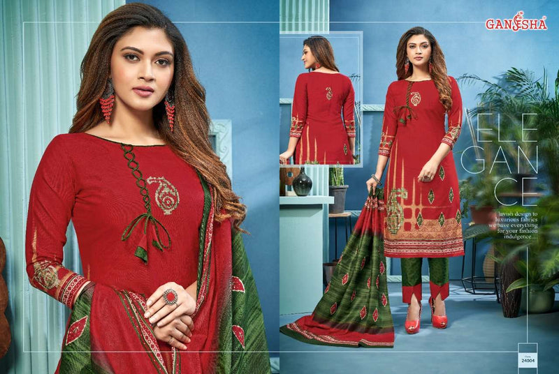 Falak International Ganesha Print Vol 24 Festive Wear Cotton  Dress Materials