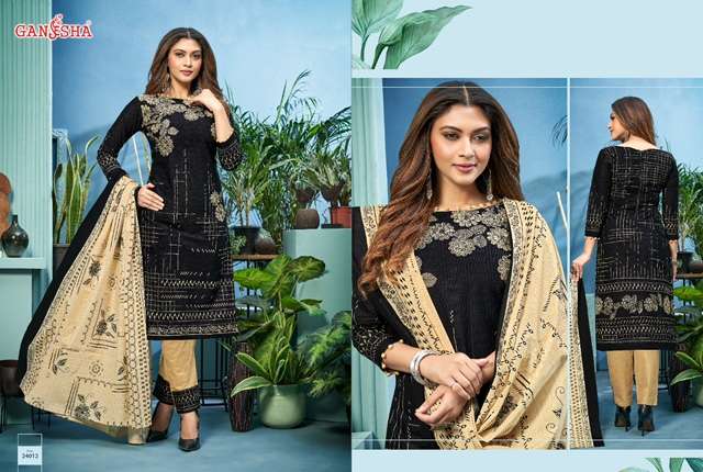 Falak International Ganesha Print Vol 24 Festive Wear Cotton  Dress Materials