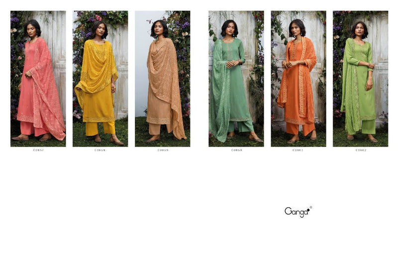 Ganga Aohna Cotton Satin Party Wear Embroidered Designer  Salwar Kameez