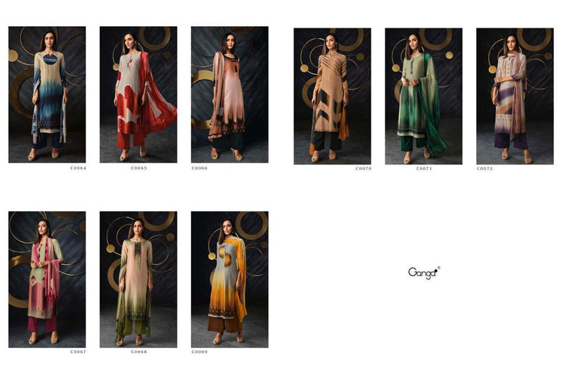 Ganga Fashion Band Of Gold Pure  Embroidery And Salwar Suit In Silk