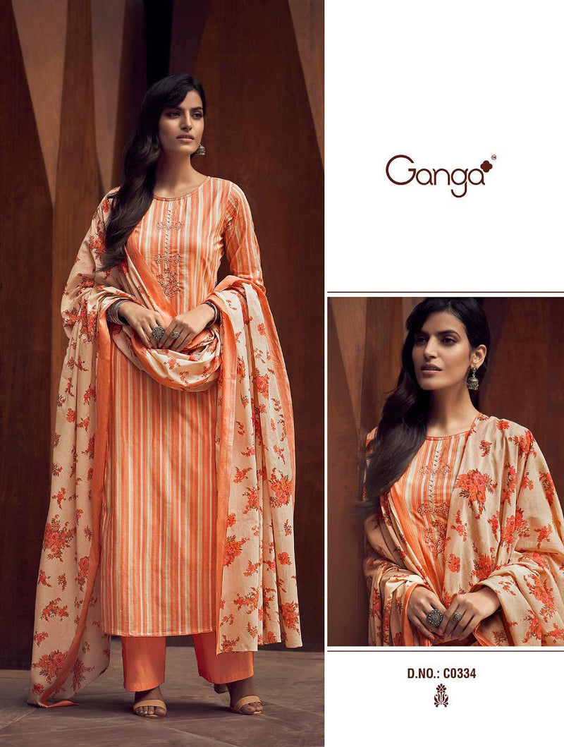 Ganga Suit Seerat Print With Embroidery Work Salwar Suit In Cotton