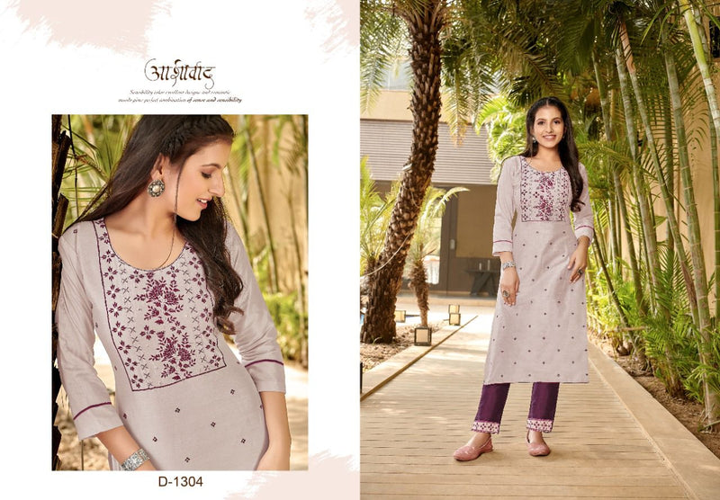 Kapil Trendz Gangor Cotton Silk Fancy Party Wear Embroidered Kurtis With Bottom