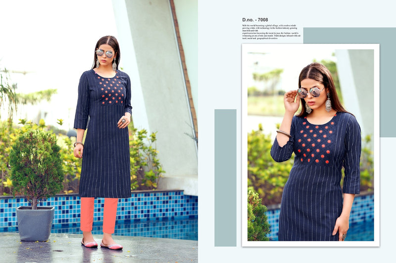 Nitish Gangour Vol 7 Pure Cotton With Embroidery Work Stylish Designer Fancy Casual Kurti