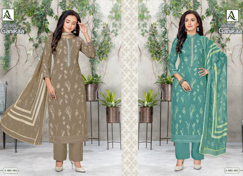 Alok Suit Ganikaa Jam Cotton With Fancy Printed Work Stylish Designer Festive Wear Salwar Kameez