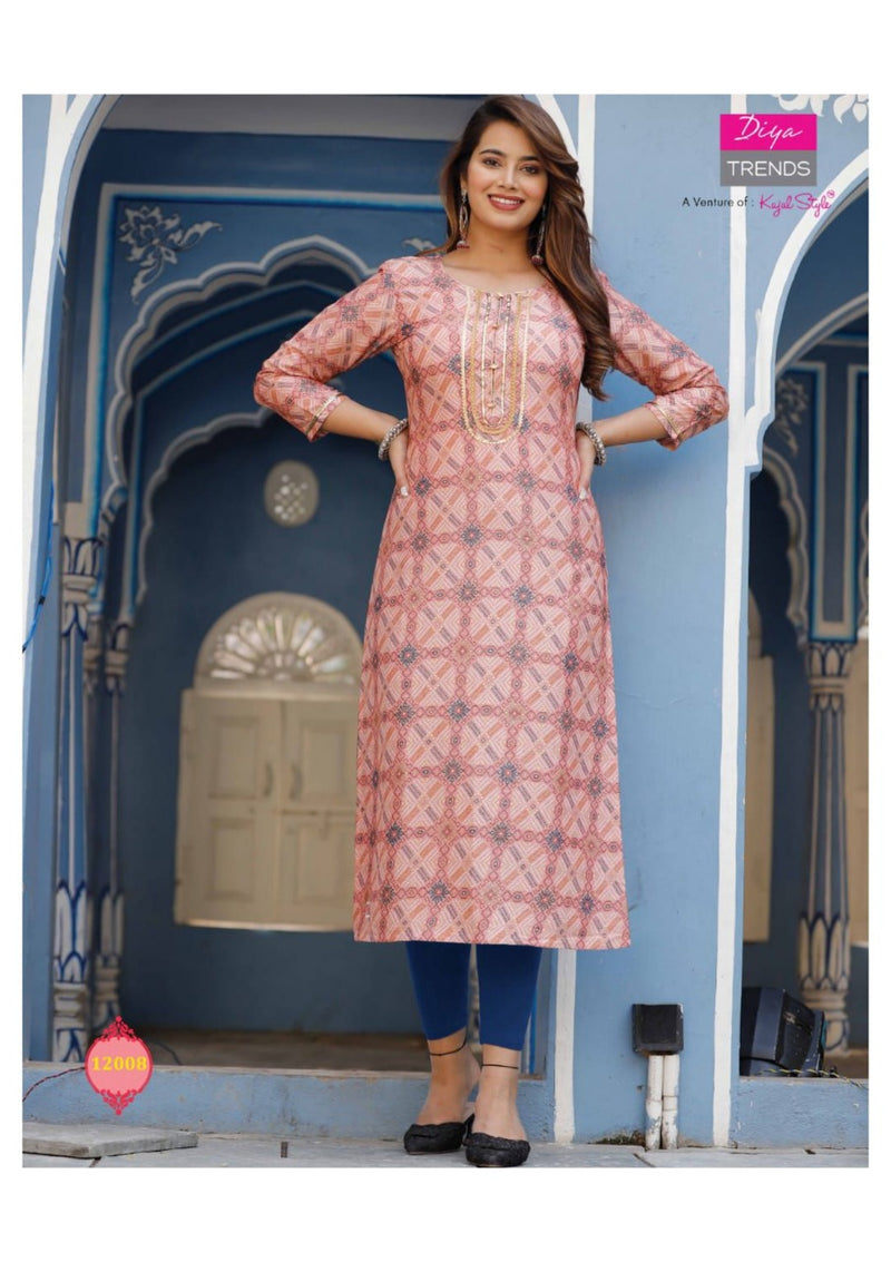 Diya Trends Garden City Vol 12 Capsule Foil Printed Fancy Straight  Party Wear Kurtis