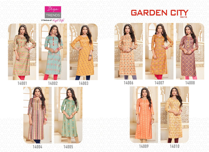 Diya Trends Garden Rayon With Fancy Wear Stylish Designer Casual Wear Kurti