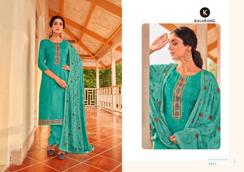 Kalarang Gazal Viscose Upada Silk Designer Salwar Suits With Embroidery & Sequence Work