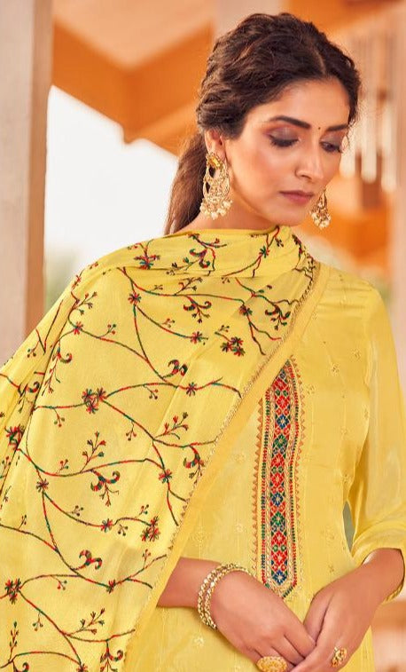 Kalarang Gazal Viscose Upada Silk Designer Salwar Suits With Embroidery & Sequence Work
