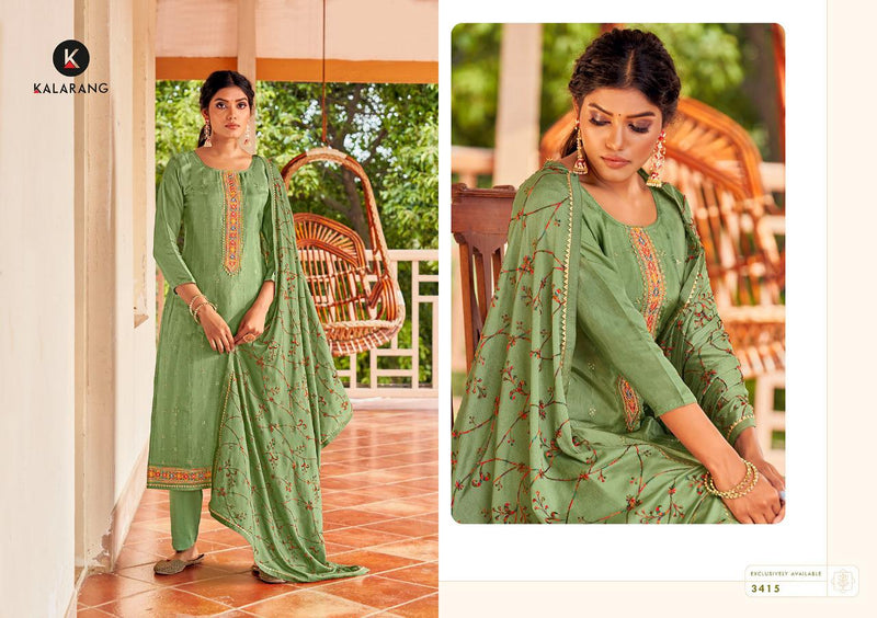 Kalarang Gazal Viscose Upada Silk Designer Salwar Suits With Embroidery & Sequence Work