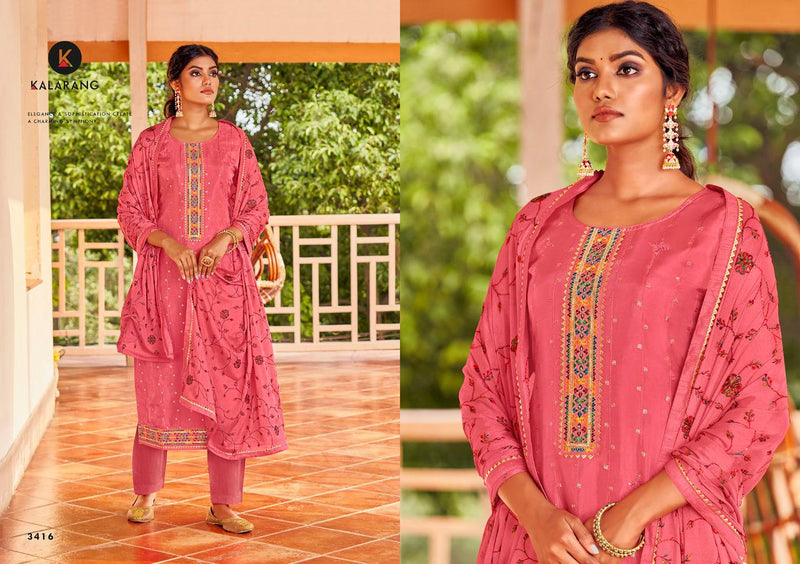 Kalarang Gazal Viscose Upada Silk Designer Salwar Suits With Embroidery & Sequence Work
